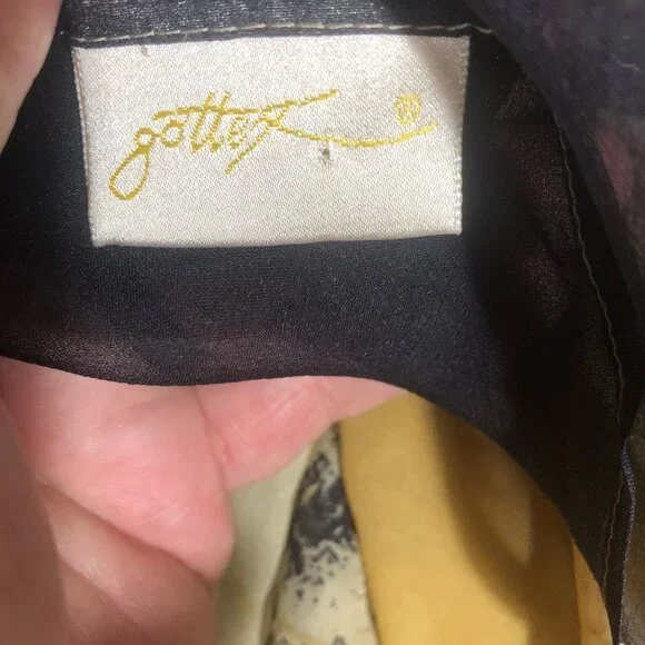 Gottex Sheer Floral Silk Scarf Wrap – Neutral Gold & Black - Picture 11 of 13